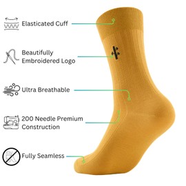 PANDA FOOD Premium Bamboo Ribbed Dress Seamless Socks | Moisture-Wicking, Antibacterial, and Breathable | 200 Needle Count Premium Construction | UK Size 7-12 | 3 Pairs | Mixed Colours