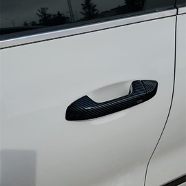 CYAuto Cubierta de fibra de carbono para manija de puerta exterior cromada para KIA Seltos Forte Cerato K3 2019 2020 2021 2022 (estilo fibra de carbono)