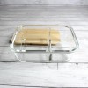 Crofton Divided Glass Dish Food Meal Storage Container Bamboo Airtight