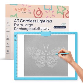 iVyne Rechargeable A3 Light Pad for Diamond Painting - LED Light Board for Weeding & Tracing - Diamond Art Light Pad - Ultra-Thin & Portable - Perfect for Artists & Crafters - Blue