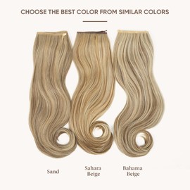 SARLA Invisible Wire Hair Extensions with 3 Clips Long Wavy Curly Synthetic Hairpiece for Women Adjustable Transparent Headband 18 Inch Bahama Beige