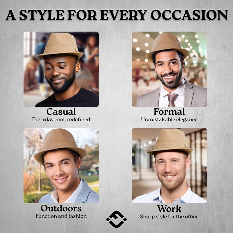 Funky Junque Wool Blend Fedora Hat: Tan (Large/XL)