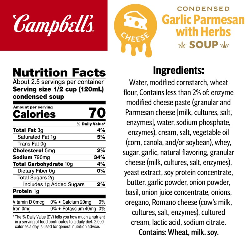 Campbell's Condensed Garlic Parmesan Cheese Soup With Herbs, 10.5 oz