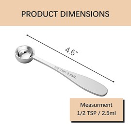 BERYLER 1PCS 1/2tsp(1/6tbsp, 2.5 ml) Single Measuring Spoon, Stainless Steel Individual Teaspoon, Metal Measure Scoop with Gift Box