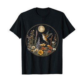 Hummingbird Wildflower Cottagecore Celestial Vintage Flower T-Shirt