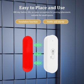 Plastic Smart Indoor Thermometer Hygrometer with Double Side Tape for Pet Home Bluetooth Humidity Sensor Wireless WiFi Sensor Monitor for Greenhouse..(White)