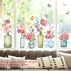 PACIOCEAN 2 Sheets Window Spring Summer Flowers Window Stickers,Potted Plants