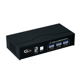 CKLau USB 3.0 Sharing Switch Selector for 2 Computers Share 3 USB Devices for PC Laptop Keyboard Mouse Printer Scanner with 2 Pack Cables, Audio, Microphone, Digital Display, Wired Remote Controller