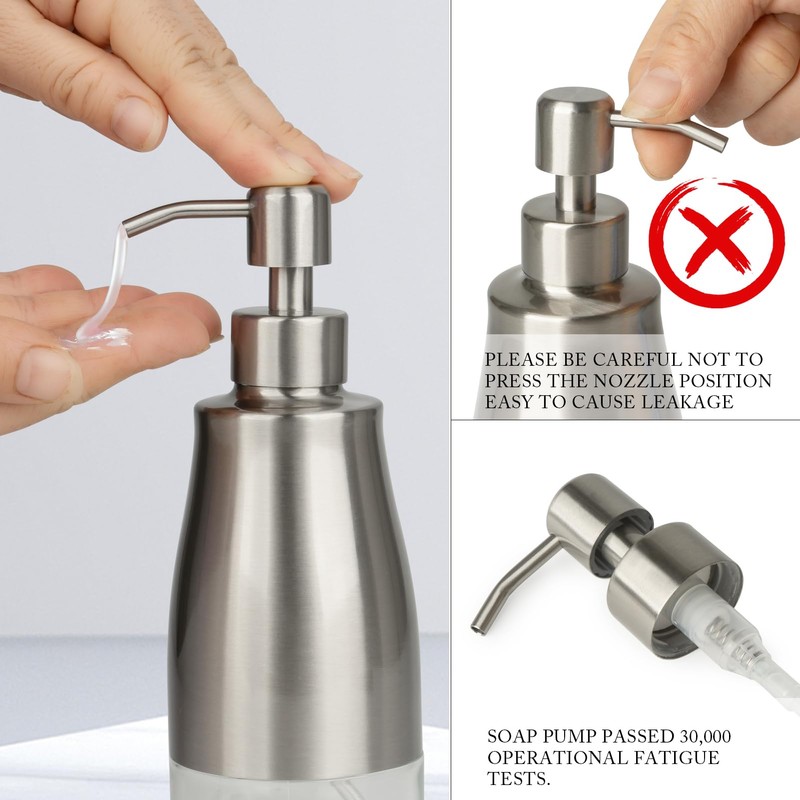 Gaussra Kitchen Soap Dispenser Set with Silicone Tray and Stickers