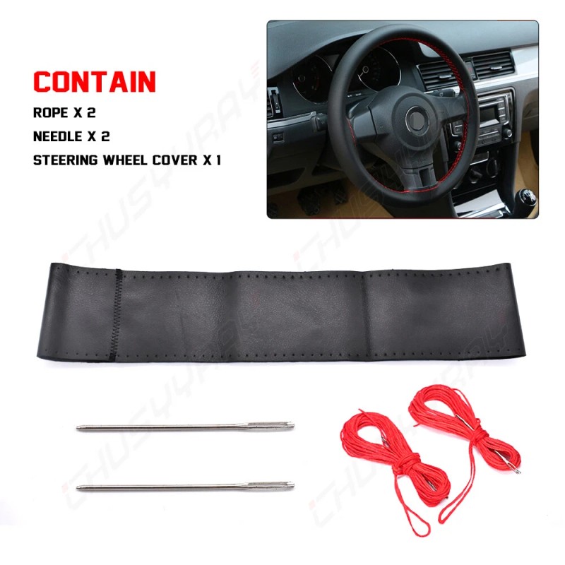 CHUSYYRAY Black 14" 38cm Genuine Leather Thread DIY Car Steering