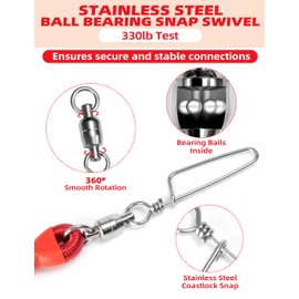 BLUEWING Outrigger Halyard Lock Pulley Single with Ball Bearing Snap Swivel for Offshore Fishing, Red