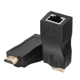 Longzhuo 2 pcs Adaptador Convertidor, HDMI Extender 4K * 2K 1080P 30m a RJ45 Extensor de Cable de Red, CAT-5e CAT6 Repetidor, Video Audio Converter Cable Adaptador para PC HDTV Proyector Laptop