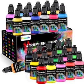 Airbrush Paint 28 Colors Water-Based Acrylic Airbrush Paint Set Ready To Spray Airbrush For Nails Artists Diy Hobbyist And Beginners Airbrush Painting Supplies Includes Metallic Neon Colors (30 ml/1 oz)