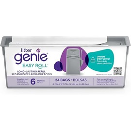 Litter Genie Easy Roll Refill Bags (1-Pack) | Includes a 6-month long lasting roll of 24 Bags | Ultimate Odor Control Cat Litter Bags