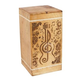 HIND HANDICRAFTS Handcrafted Floral Engraved Wooden Urns for Human Ashes Adult Large - Cremation Urn for Ashes - Burial Urn for Columbarium - Funeral Urn Box (Music, 250 LB - Hardwood)