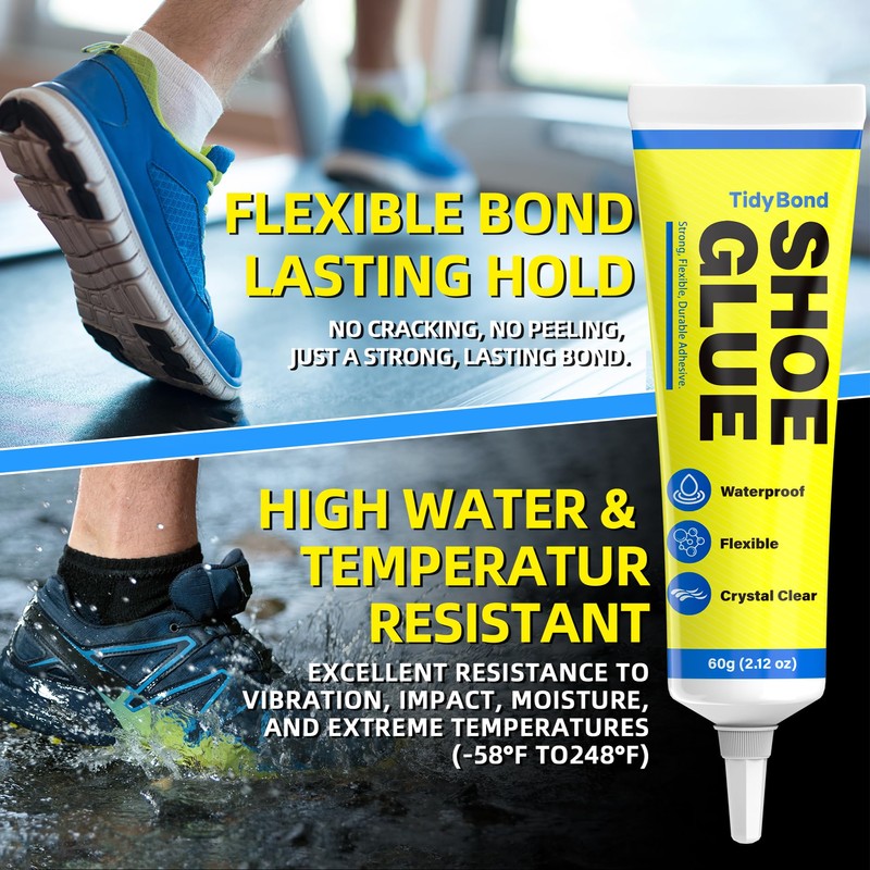Shoe Glue, Shoe Repair Adhesive Flexible, Waterproof, Clear, Super Strong