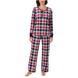 Nautica Women's 2-Piece Fleece Pyjamas Sleepwear Set, Red, X-Small, red