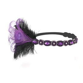 Vintage Feather Rhinestone Headband 1920s Bridal Headpiece for Women Gatsby Accessories Dance Party Hair Costume Style 114