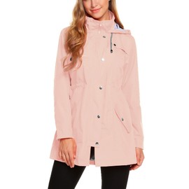 ZHENWEI Womens Lightweight Hooded Waterproof Active Outdoor Rain Jacket Pink S