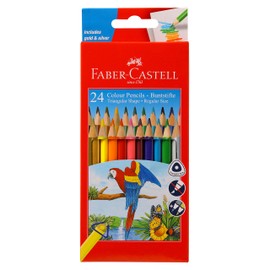 Faber Castell 24 Tri-colour Pencil Set Best Grip Includes Silver & Gold