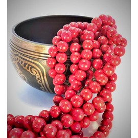 Healing Stones & Crystals co. 45-48 Red Turquoise Beads, 8mm, Round, Resin, 48 Pieces, Perfect for Jewelry Making, DIY Gifts, Yoga Bracelets, Chakra & Reiki Energy Healing