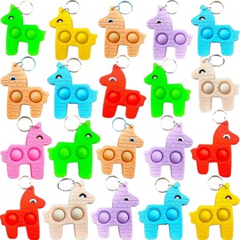 Roaqua 20 Packs Bulk Horse Mini Pop Fidget Keychain，Small Birthday Party Favors Supplies and Student Prizes Gifts