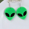 Just Follow Acrylic Punk Green Alien Face Dangle Earrings Big