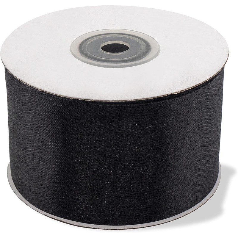 50mm Double Satin Black 25 Metres Ribbon Thickness 5cm Wedding