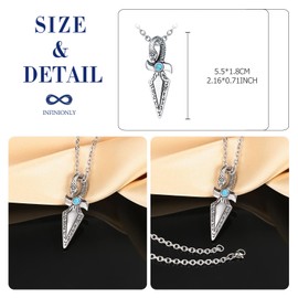 INFINIONLY Creative Men's Stainless Steel Necklace Vintage Snake Arrowhead Chains with Pendant with 55 cm Chain Fashion Boys Teenagers Jewellery Decoration 5.5 x 1.8 cm Pendant, Stainless Steel