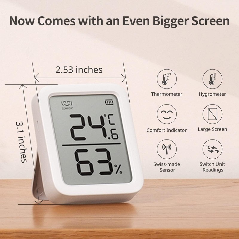 SwitchBot Indoor Thermometer Hygrometer 4 Pack, Indoor Temperature Humidity Sensor