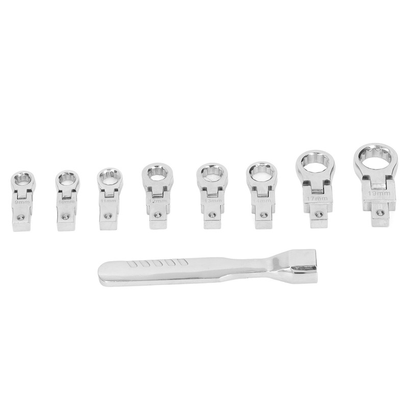 9Pcs Interchangeable Ratchet Wrench Chromium Vanadium Steel Box Wrench Set