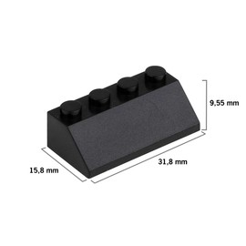 CMC imports 75 Building Blocks Roof Blocks Roof Building Blocks Nubs Roof Slopes Ridged Tile Mix 6 Different Colours (650 / Black)