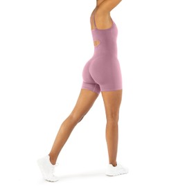 PAVOI ACTIVE SculptForm Collection | Women's Seamless Sculpting Butt Shaping Compressive 5" One-Piece Gym Romper | Blush, Small