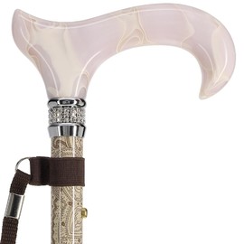 Royal RC Canes Designer Folding Bold Canes for Women, Creme Swirl Handle with Rhinestone Collar Adjustable Lightweight Aluminum Bold Walking Cane for Men and Women