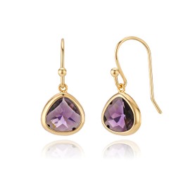 Dainty Simulated Purple Amethyst Dangle Earrings, 14k Gold-Plated, Hypoallergenic, Lightweight Crystal Drops, Minimalist February Birthstone Jewelry by MJLULU