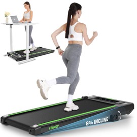 Walking Pad Under Desk Treadmill with Incline 2.5HP Portable Walking Treadmills Jogging Machine for Home 300lbs Max,LED Touch Screen,Remote Control,Mini Installation-Free(Light Green)