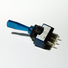 Illuminated 3 Pin 12V/20A Blue Long Switch 2 Positions On/Off
