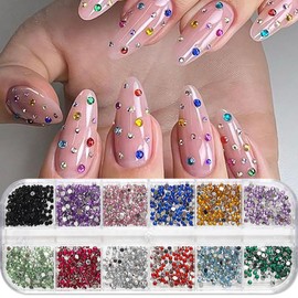 3000pcs 3D Flatback Rhinestones for Nails 2mm Mini Nail Rhinestones and Charms for Nails Design Colorful Rhinestone Kit Resin Nail Diamonds Nail Gems Nail Jewels for Nail Art Rhinestones for Crafting