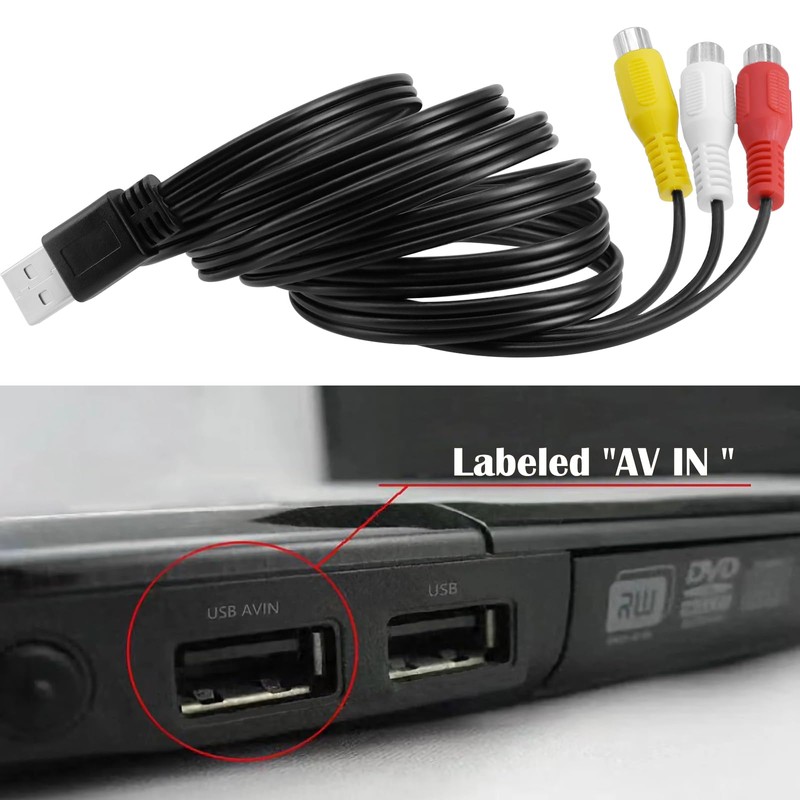 BENACES USB to 3RCA Cable, 1.5m/5Ft USB A Male to