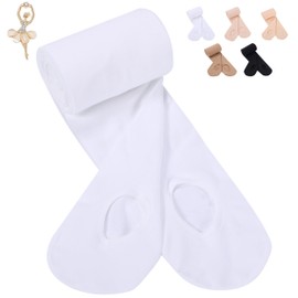 Aigoda Ballet Tights, Perforated, Children, Adults, 5 Colors, Girls Tights, Kids, Juniors, Women's, Spring, Autumn, Winter, Stretchable, white