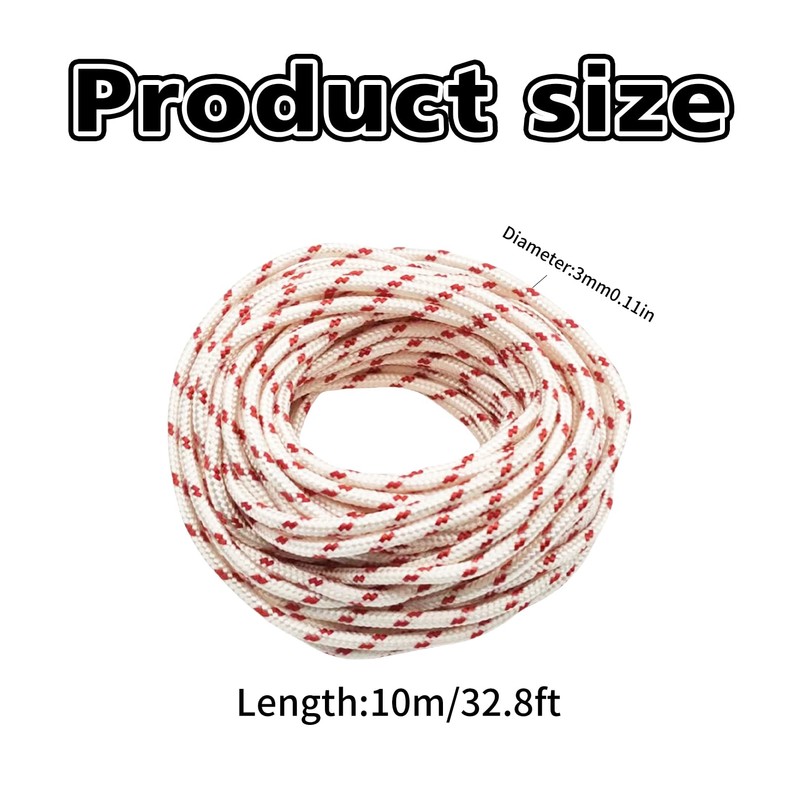 10 Meters Starter Rope Lawnmower, Replacement Starter Rope, Pulley Lawn