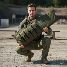 2-in-1 Tactical Hunting Fishing Rod Bag 38Inch Waterproof PVC Soft Case Padded Carry Bag for Outdoor Tactical Trainingcolor: OD Green