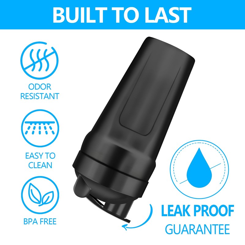 ROCKY&CHAO Shaker Proteinshake 900ml (mit Schnappdeckel |Schwarz)