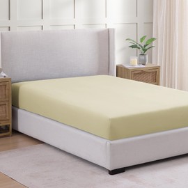 Fitted Sheet King, Linen - Pre-Washed, Deep Pocket 14 inch (35 cm) - Easy Care - Soft Brushed Microfibre Fabric - Shrinkage and Fade Resistant - Bottom Sheet