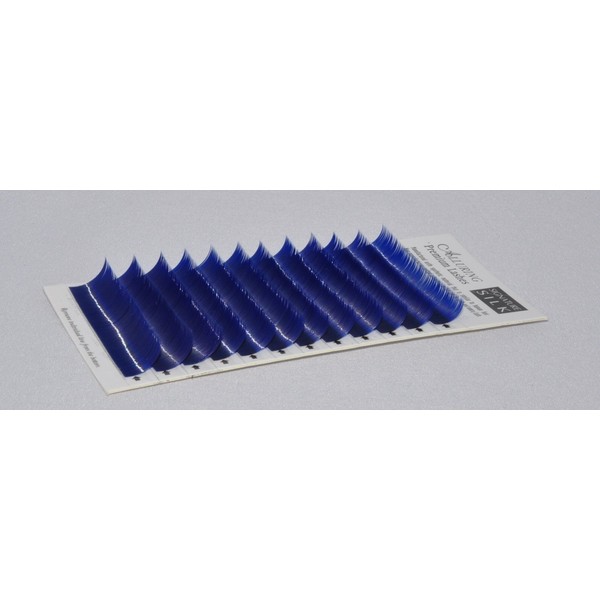 Alluring Mixed Size Color Lashes for Eyelash Extenions (C Curl - Mix (10mm to 14mm), Blue)