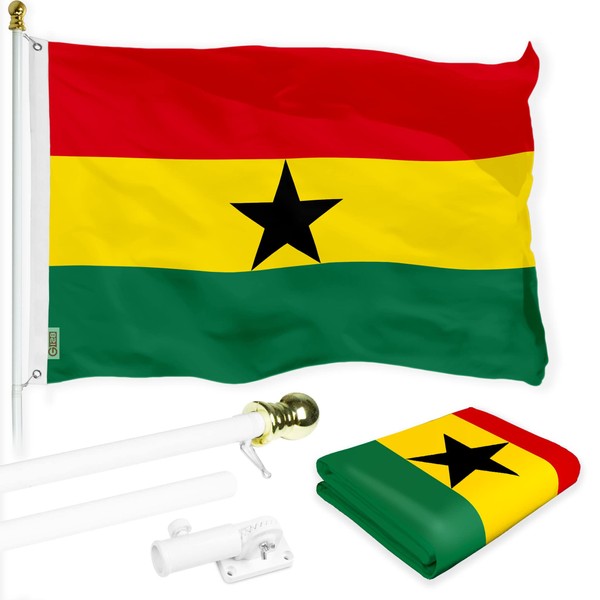 G128 Combo Pack: 6 Ft Aluminum Spinning Flagpole (White) &