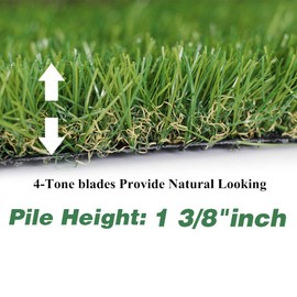 Conscience trading Artificial Grass 1.38" Dog Turf 3FTx5FT(15SF) Natural Looking Premium Astroturf Fake Synthetic Lawn, Pet Friendly and Non-Toxic,Drains Well and Easy Cut