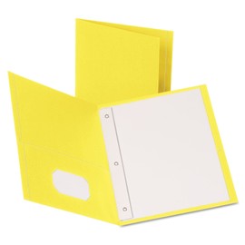 Oxford 57709 Twin Pocket Folders,w/Fstnrs,11-Inch x8-1/2-Inch ,25/BX,Yellow