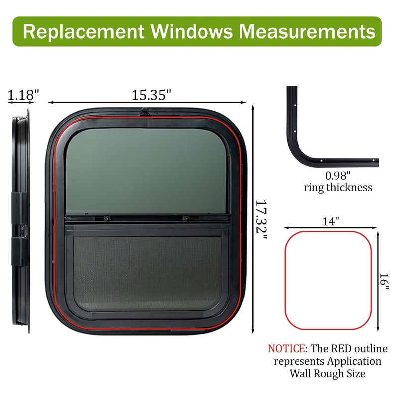 RV Window | 14"W x 16"H | Teardrop Style |