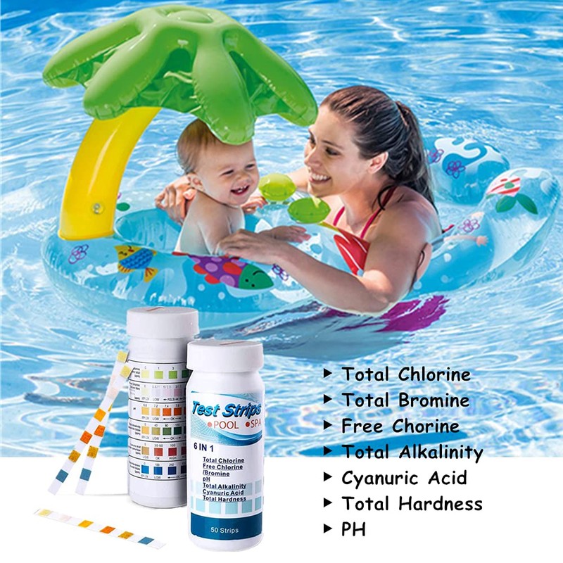 100 Pcs Hot Tub Testing Strips,6 in 1 Kit Pool